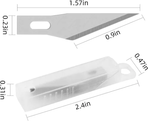 Vista 2 de Cuchillo de hobby artesanal de talla de precisión 1 cuchillo exacto 11 cuchillas exacto de acero inoxidable una regla de acero de 5.9 in A5 Tabla