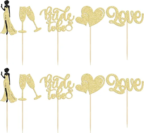 Vista 3 de 30 piezas de decoración de cupcakes de champán con diseño de corazón de amor, para despedida de soltera, decoración de tartas para boda, compromiso
