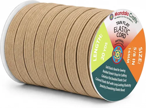 Vista 111 de Mandala Crafts 20 yardas 1/2 pulgada 0.472 in bandas elásticas beige