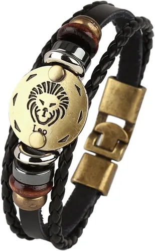 Vista 33 de Hamoery Pulsera de cuero de aleación punk para Constellation trenzada pulsera pulsera brazalete