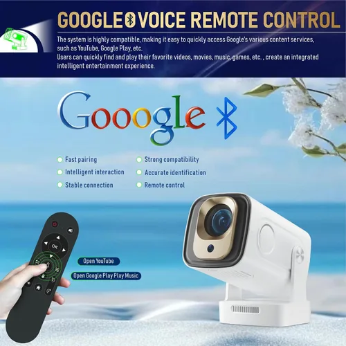 Vista 5 de Proyector portátil HY260 PRO MINI actualizado, soporte nativo 1080P para resolución 4K con Bluetooth 5.4 WIFI6 300 ANSI Android 11,180° giratorio