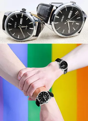 Vista 2 de SKMEI Par de relojes para parejas, hombres y mujeres, para él y para ella, juego de relojes para esposo, esposa, San Valentín, reloj de pulsera a