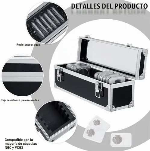 Vista 3 de Funrous Caja de Almacenamiento de Monedas de Aluminio 100/50/20 Slabs para Portadores de Slabs Suministros para Colección y Almacenamiento Caja