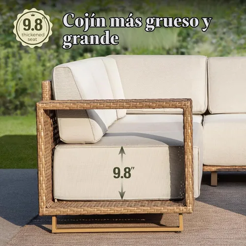Vista 3 de MIXPATIO Juego de muebles de patio con sillas giratorias y cojín de 10
