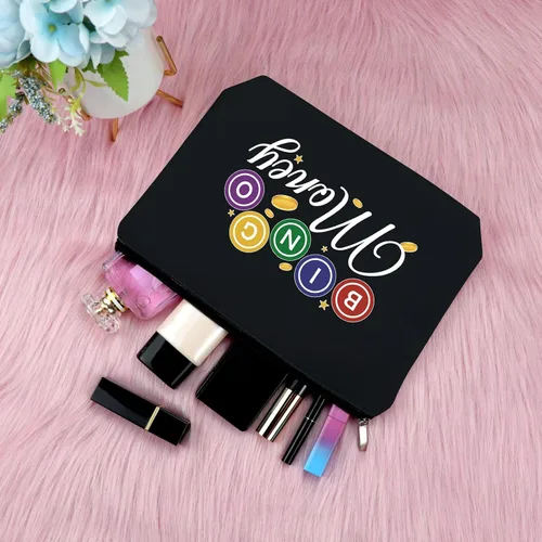 Vista 4 de Sfodiary Bolsa de maquillaje cosmético para amantes del bingo - Regalos de casino para mujeres, Bolsa de maquillaje de regalo para amantes del bingo