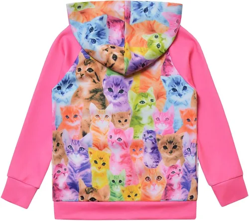 Vista 2 de Jxstar Sudadera raglán con capucha y cremallera para niñas con bolsillos