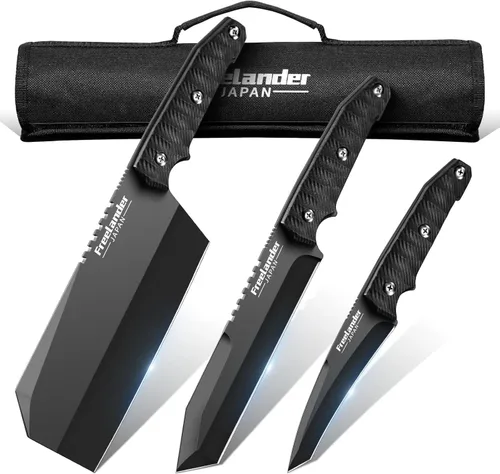 Vista 13 de Freelander Juego de 4 cuchillos para pizza con cuchillas afiladas de acero inoxidable, diseño forjado de espiga completa, mango ergonómico