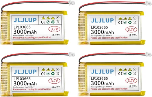 Vista 7 de Batería Lipo de 3.7 V 3000 mAh Baterías recargables de polímero de litio con cable JST1.0.984 in Conector Circuito de protección integrado