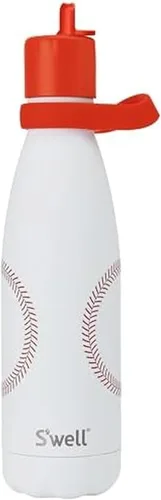Vista 9 de S'well Botella de agua de acero inoxidable con tapa de popote abatible y asa, 17 onzas, End Zone, recipientes aislados al vacío de triple capa que
