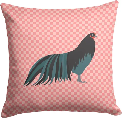 Vista 160 de Caroline's Treasures BB8163PW1414 Beltsville - Almohada decorativa de tela a cuadros pequeños, color blanco, pavo y gallina azul, lavable a máquina