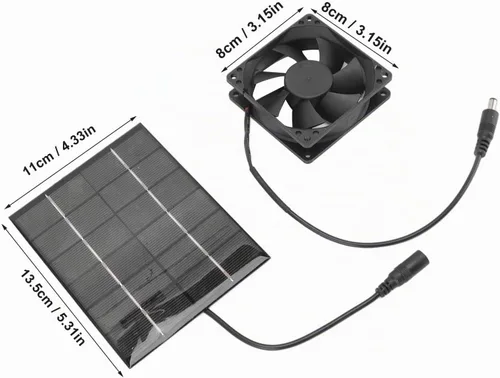 Vista 6 de Kit de ventilador de panel solar, mini ventilador de escape con energía