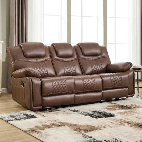 Vista 17 de EBELLO Silla reclinable manual de piel sintética, sofá reclinable con cómodos reposabrazos y respaldo, sofá individual para sala de estar