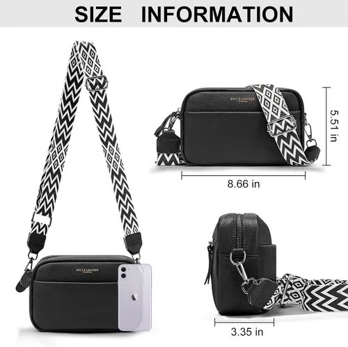 Vista 6 de Lushandy Bolsos cruzados de cuero para mujer, bolso cruzado para cámara, bolso de correa gruesa, bolso de hombro pequeño de moda con correa