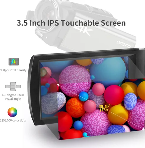 Vista 4 de ORDRO Videocámara 4K UHD Cámara de vídeo digital 1080P con zoom óptico 12x Cámara de transmisión en vivo