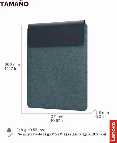 Vista 6 de Lenovo Funda Delgada para Portátil de 14 Pulgadas para Notebook/Tablet - Compatible con MacBook Air/Pro - Funda Ligera Ecológica con Bolsillo