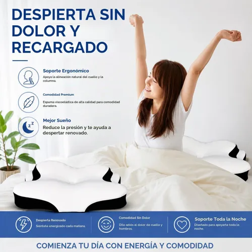 Vista 7 de Almohada cervical para dormir de lado, almohada ergonómica de espuma viscoelástica para aliviar el dolor de cuello y hombros, almohada ortopédica