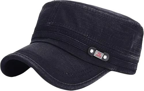 Vista 15 de Gorra militar unisex, estilo cadete, ajustable, de algodón lavado, con parte superior plana, gorra de béisbol