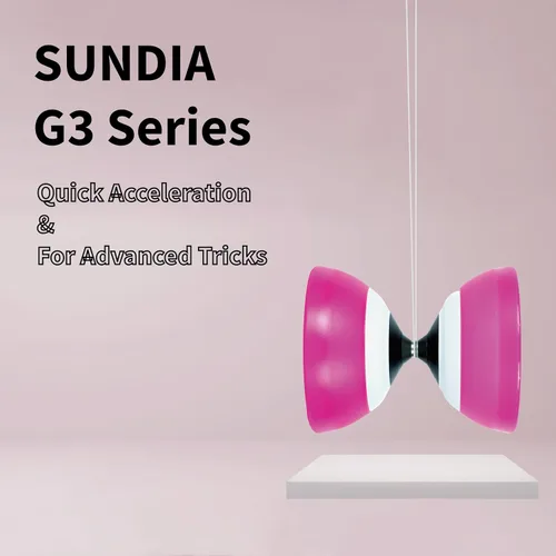 Vista 2 de SUNDIA Combo l Serie G3 Diábolo (durazno niebla) + varillas de diábolo de carbono (rojo) – Juego de diábolo profesional, alto rendimiento para todos