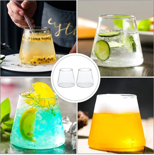 Vista 3 de Happyyami Mount Glass - Taza de cerveza creativa de cristal, 2 unidades, taza de vidrio de 10.1 fl oz, taza de café helado para jugo, latte