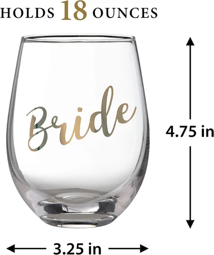 Vista 3 de Lillian Rose Copa de vino sin tallo Gold Bride, altura 4.75 pulgadas (G115 BR)