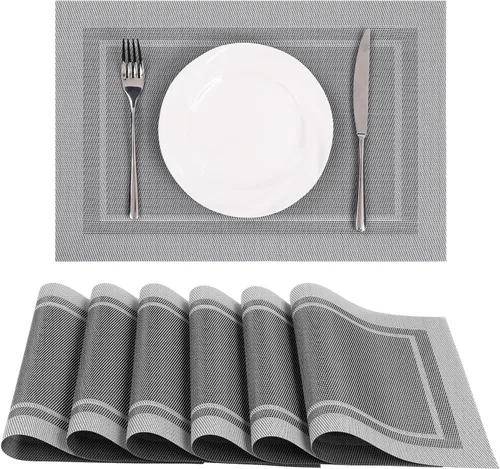 Vista 17 de SHACOS - Caminos de mesa de vinilo tejido, lavables, para uso en interiores o exteriores, fáciles de limpiar
