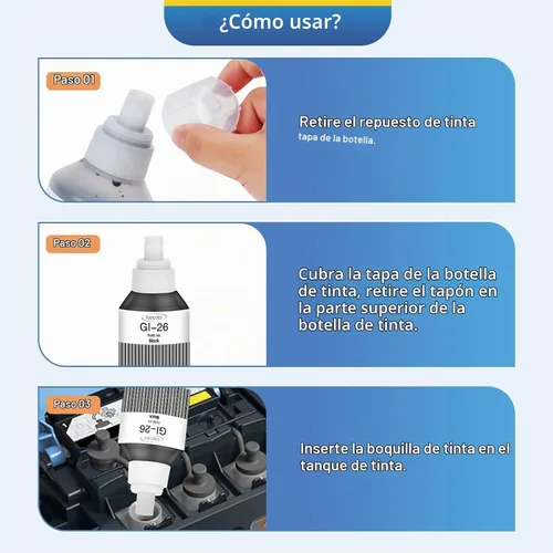 Vista 4 de GI-26 GI26 Botellas de tinta negra compatibles con Canon 26 GI-26 GI26 Negro
