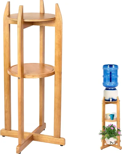 Vista 11 de Dispensador de agua de madera maciza natural (32.8 pulgadas de alto - 11.2 pulgadas de ancho) dispensador de bebidas con 2 estantes redondos