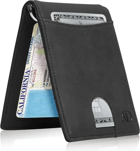 Vista 11 de Access Denied Billeteras delgadas y plegables para hombre, billetera delgada minimalista con clip para dinero, bolsillo frontal, tarjetero