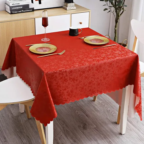 Vista 86 de Smiry Mantel cuadrado, mantel de vinilo resistente al agua, lavable, para cocina y comedor (azul bebé, 54 x 54 pulgadas)