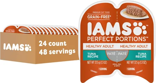 Vista 11 de IAMS Perfect Portions - Paté de comida húmeda para gatos adultos saludables, sin granos, receta de pollo, 2.6 onzas, bandejas gemelas fáciles