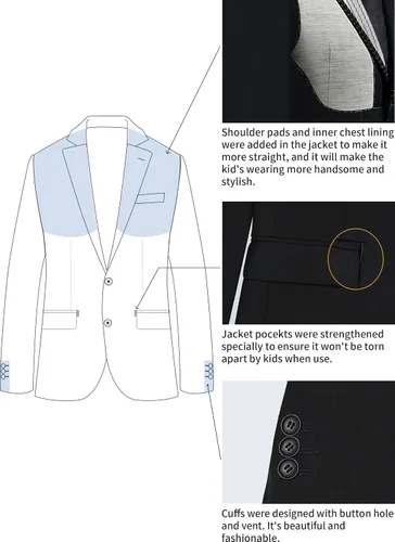 Vista 5 de Boys Slim Fit Suits for Boys Suit Set Boy Dresswear Ring Bearer Outfit Kids Suits Boy Wedding Dress