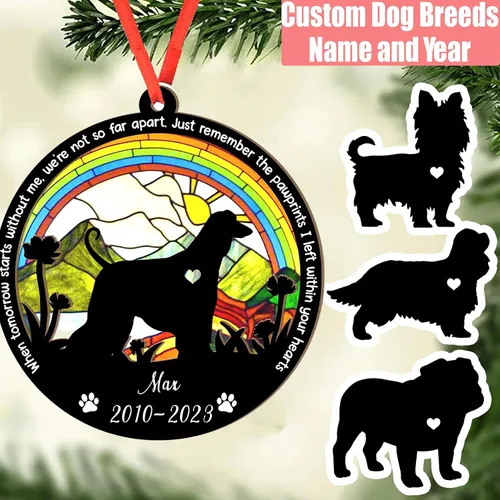 Vista 3 de Adorno personalizado para atrapasoles de sabueso afgano, adorno de Navidad de sabueso afgano, regalo para perro amante, sabueso afgano conmemorativo