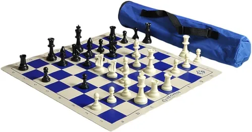 Vista 6 de Juego de ajedrez de carcaj de ajedrez de EE. UU., negro, piezas de plástico reguladas de un solo peso, bolsa de ajedrez carcaj, tablero de ajedrez