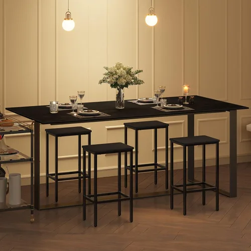 Vista 2 de MAHANCRIS Taburetes de bar, juego de 2 sillas de bar con reposapiés, taburetes de comedor de 2 piezas, 25.8 pulgadas de altura, taburetes de bar