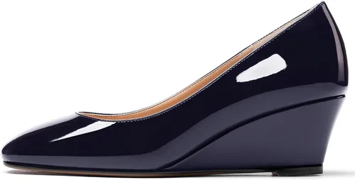 Vista 2 de WAYDERNS Zapatos de tacón bajo con punta cuadrada de charol para mujer, 2 pulgadas