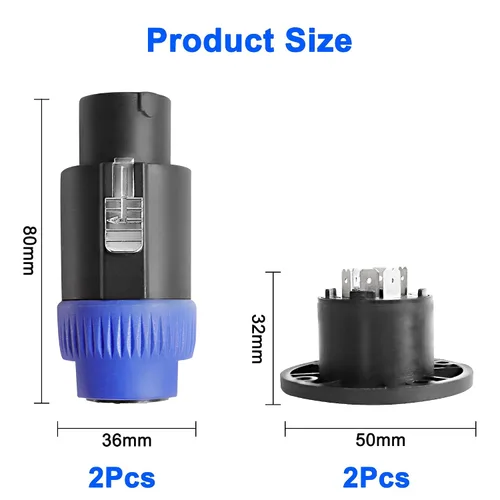 Vista 3 de MEIRIYFA Enchufe de conector Speakon de 8 polos, NL4 Speak-On de 8 pines macho de audio de bloqueo giratorio y adaptador de enchufe de montaje