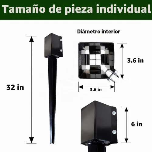 Vista 2 de ARIFARO 4 estacas de anclaje para poste de valla de 32 pulgadas, 4 x 4