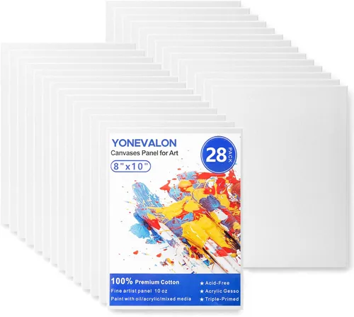 Vista 9 de YOURSORTER Mini Lienzo para pintar 4x4 pulgadas, paquete de 20 pequeños lienzos para pintar para novatos y artistas, imprimados con gesso libres