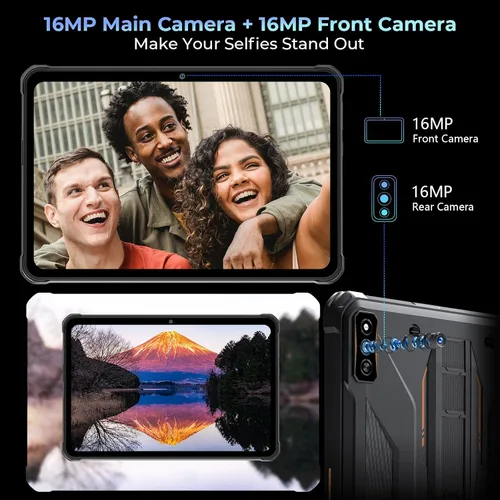 Vista 5 de HOTWAV R7 Tablet resistente Android 13, 15600mAh 10.1 pulgadas HD+ tableta impermeable, 12GB+256GB/(2TB TF) Tabletas de trabajo al aire libre