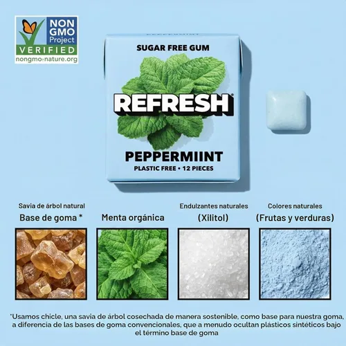 Vista 4 de Refresh Gum más vendidos, goma de mascar de xilitol natural sin azúcar