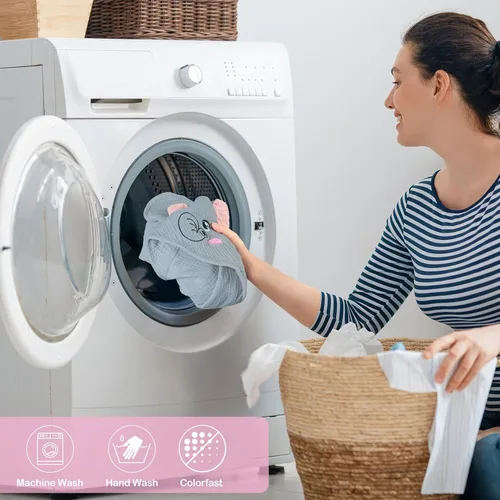 Vista 6 de FIOBEE Toallas de baño con capucha para bebé, 100% muselina para recién nacido, con diseño de animales, ultrasuaves y absorbentes, esenciales