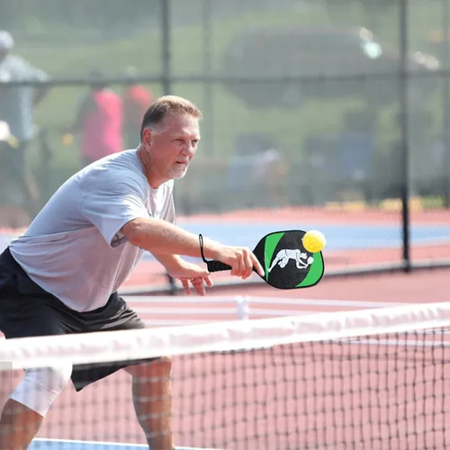 Vista 4 de Juego de 2 palas de pickleball con 2 raquetas de fibra de vidrio, 2 bolas de pickleball con bolsa de transporte para interiores y exteriores