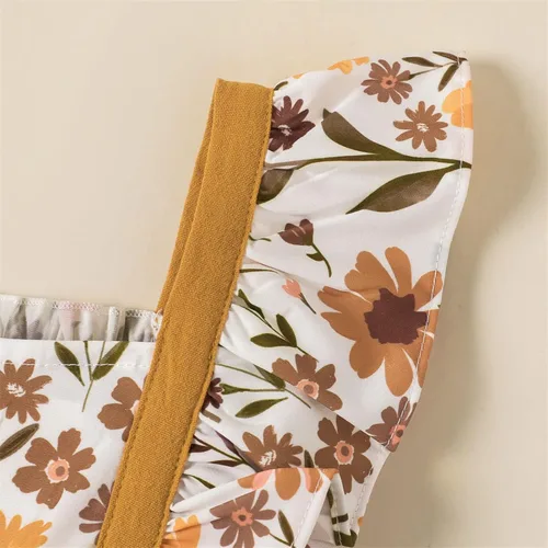 Vista 3 de PATPAT Vestido de verano para niñas con girasol, manga con volantes, casual, vestido de playa, falda de princesa, vestidos de verano