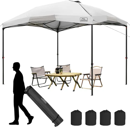 Vista 11 de KAMPKEEPER Tienda de campaña desplegable de 12 x 12 pies, toldo resistente para exteriores, para eventos, campamento, fiestas, cenador poligonal
