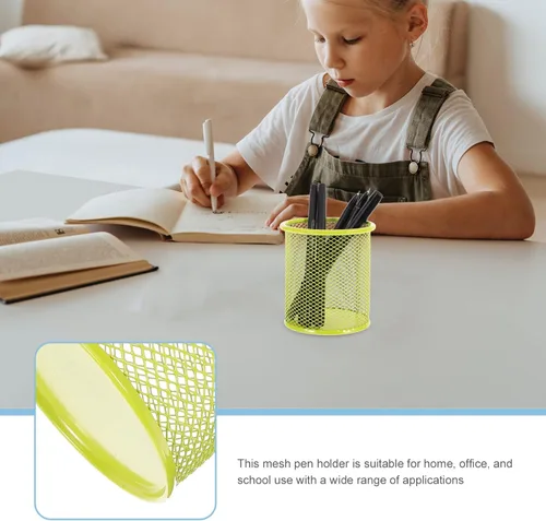 Vista 4 de MAGICLULU 3 soportes de malla para bolígrafos, organizador de escritorio único para bolígrafos, lápices, brochas de maquillaje, diseño de metal