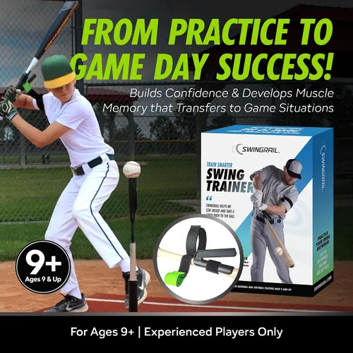Vista 7 de Swingrail - Ayuda de entrenamiento para bateo de béisbol/sóftbol - Equipo para bateo y golpeo
