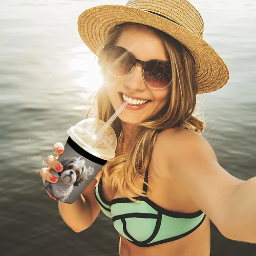 Vista 6 de Shih Tzu Dog Reusable Insulated Neoprene Iced Coffee Cup Sleeves 3 Sizes Diving Material Cup Durable Beverage Covers for Cold Coffee Tea Drinks