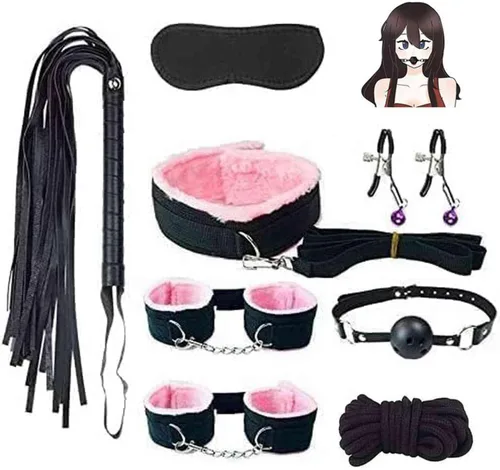 Vista 5 de Kit de sujeción para cama de matrimonio, color rosa, para parejas de tamaño bajo King, juegos de cama Queen para mujeres, correas sexuales, barras