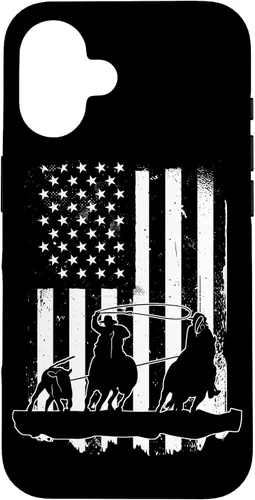 Vista 32 de USA Flag Team Roping Design Rodeo Western Horse Country Case for iPhone 17