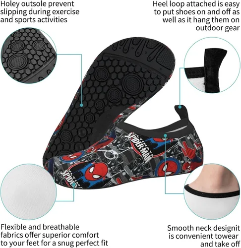 Vista 6 de FANSUN Favorite Superheros - Zapatos de agua para niños ligeros antideslizantes descalzos de secado rápido para deportes piscina playa piscina